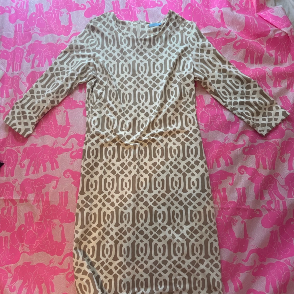 J. McLaughlin Beige and White Patterned Dress